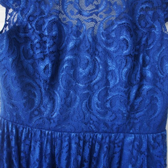 Marina Bright Blue Lace Dress Size 8 with belt - Picture 7 of 16